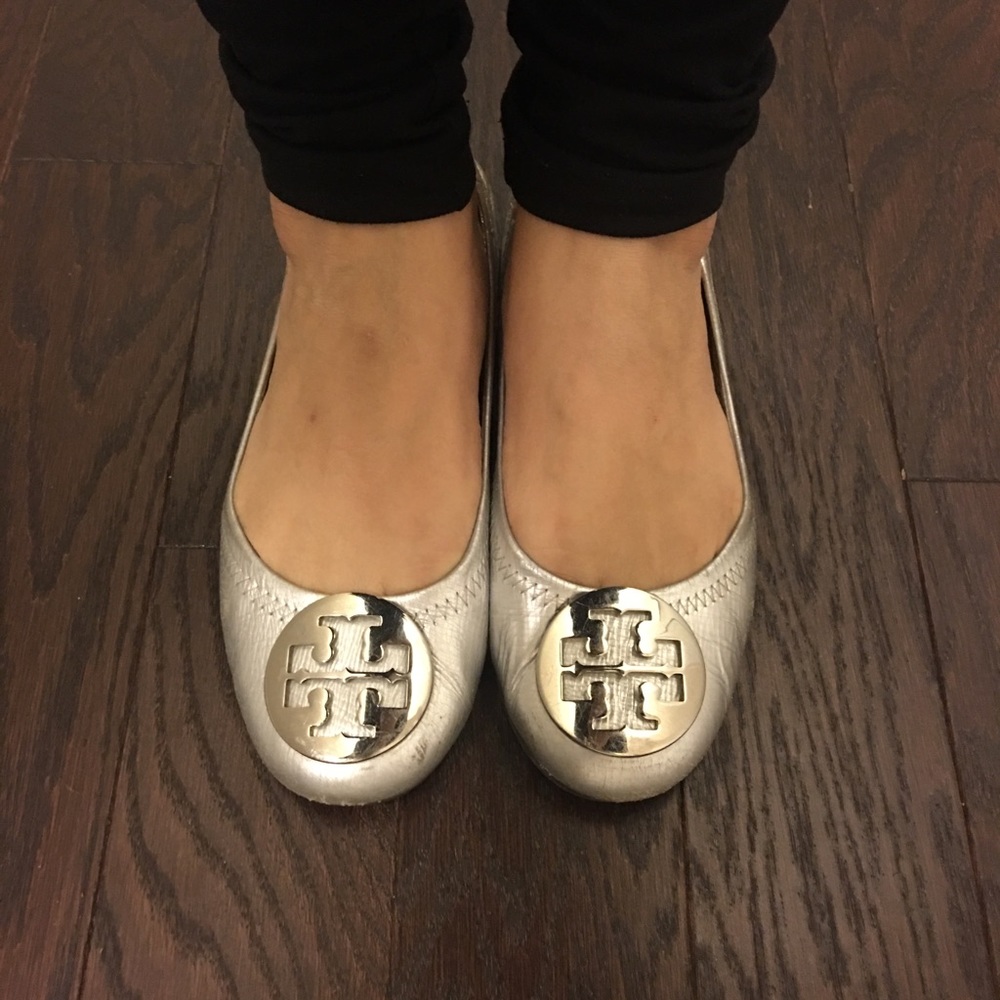Silver Tory Burch flat
